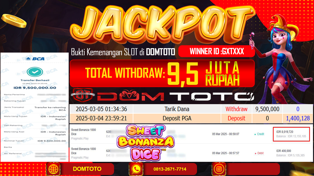 JACKPOT SLOT SWEET BONANZA 1000 DICE   5 MARET 2025